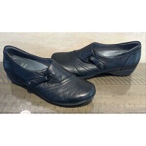 DANSKO womens black leather slip on shoe nurse loafer flat size 8.5-9 EU39